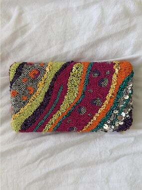 Colorful Beaded Multicolor Clutch Bag
